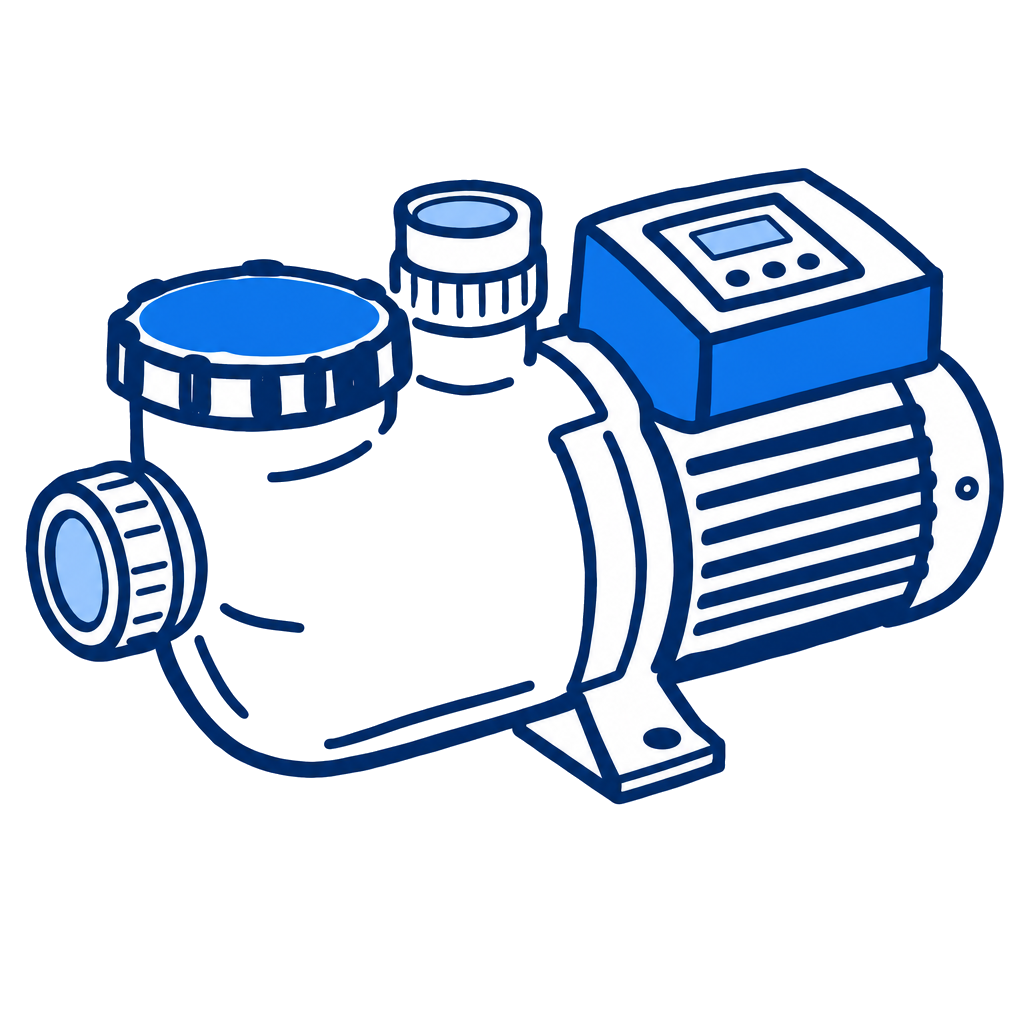 Line illustration of a Waterway variable-speed pool pump motor