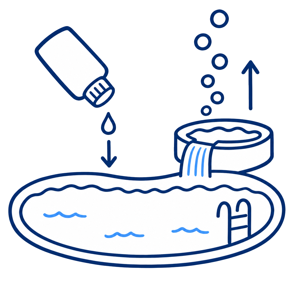 Acid bottle and rising pH illustration