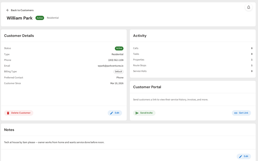 Complete customer profile