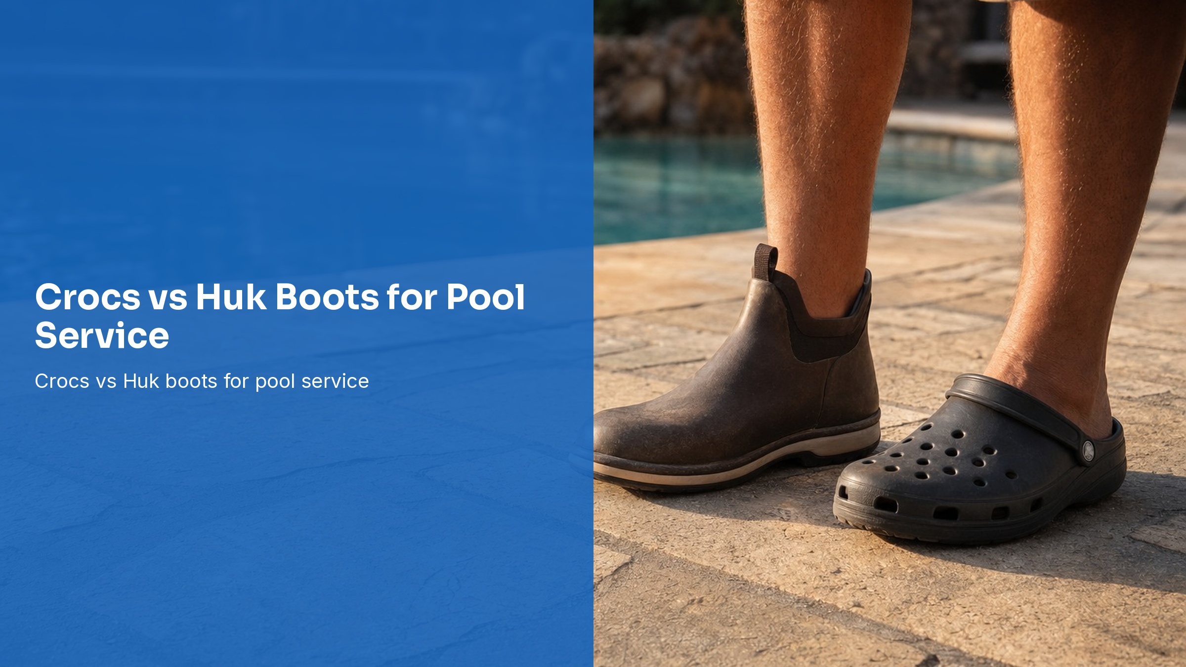 Crocs vs Huk for pool service - two different shoes on pool deck