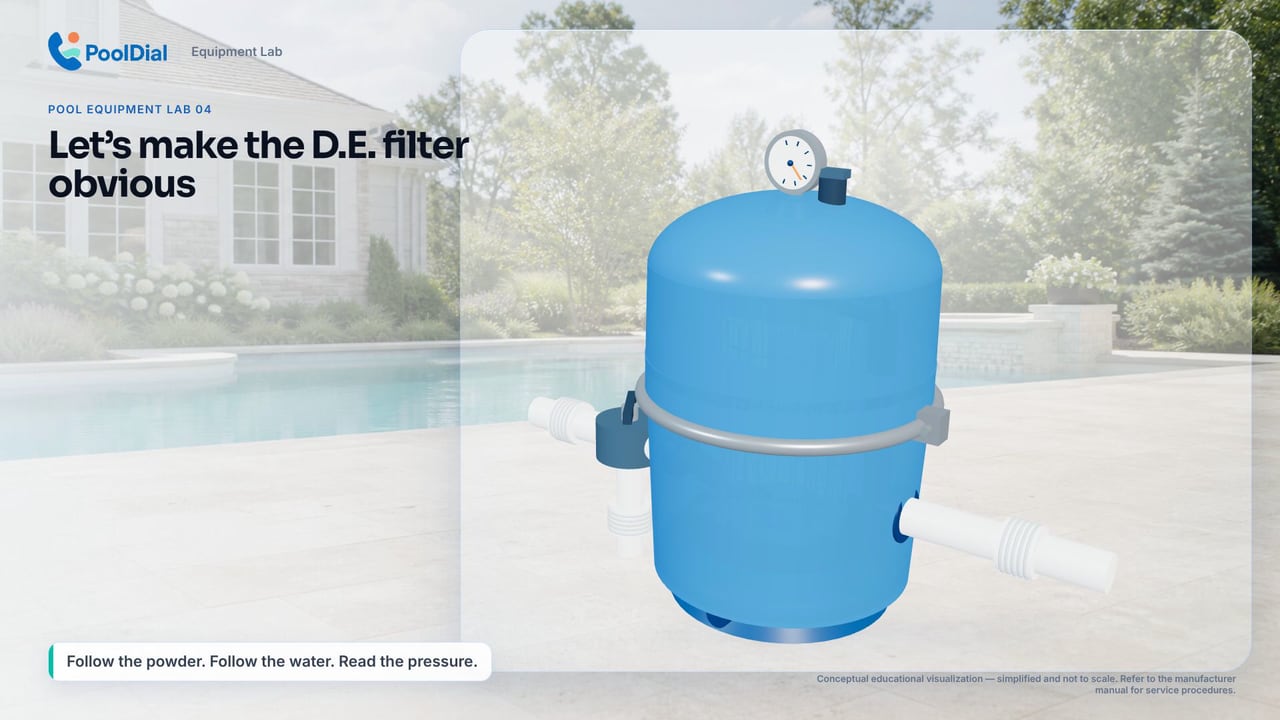 3D view of a D.E. pool filter