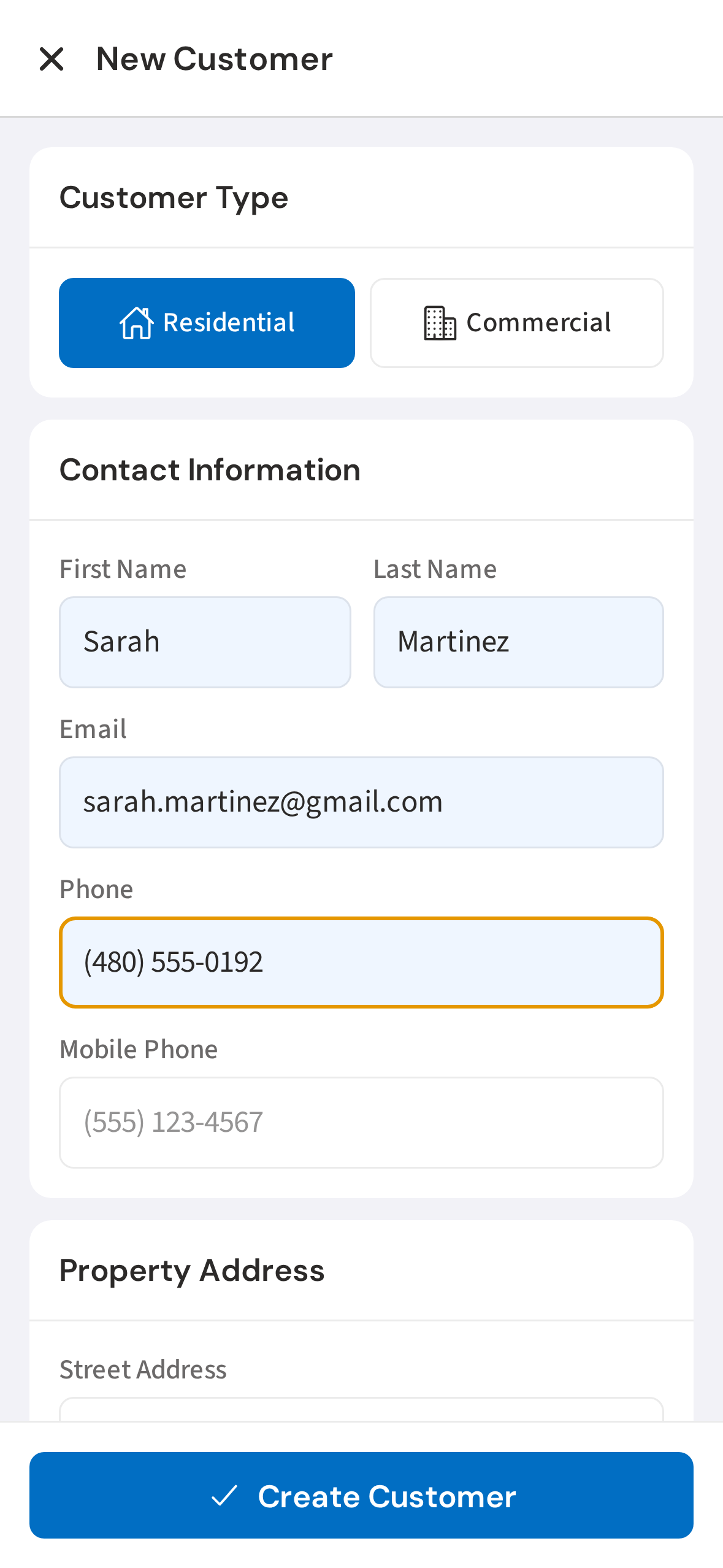 Enter phone and email