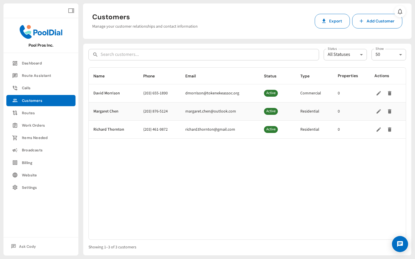 Go to the Customers page from the sidebar