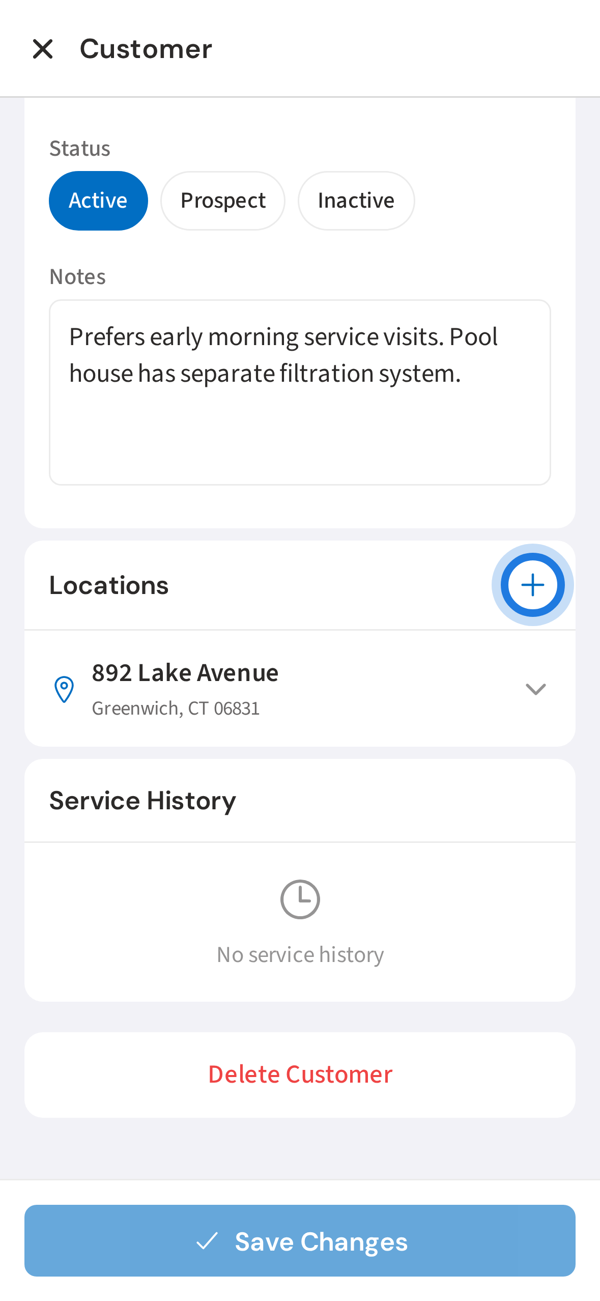 Tap + to add a new location