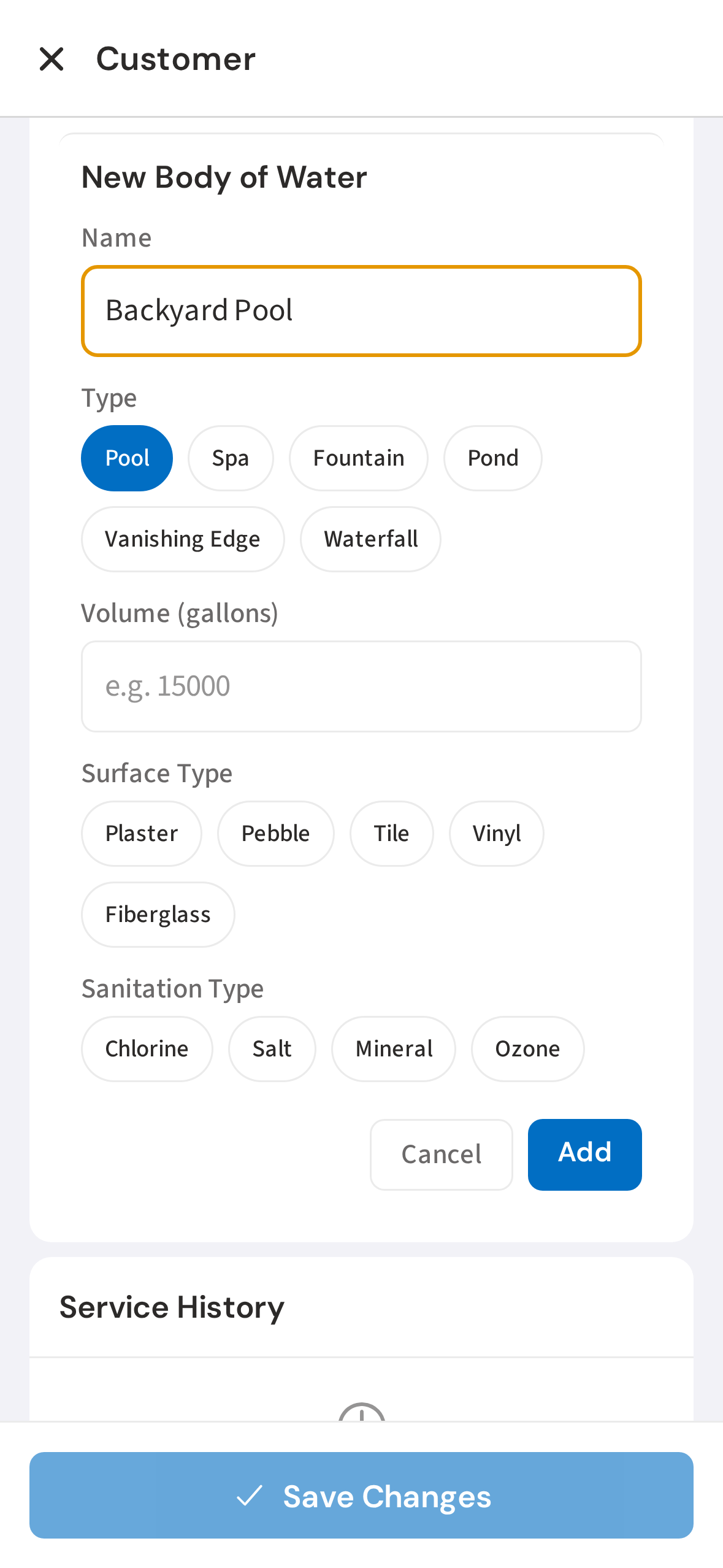 Enter pool name and select type