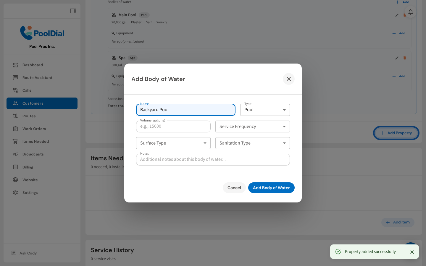 Enter pool name and type