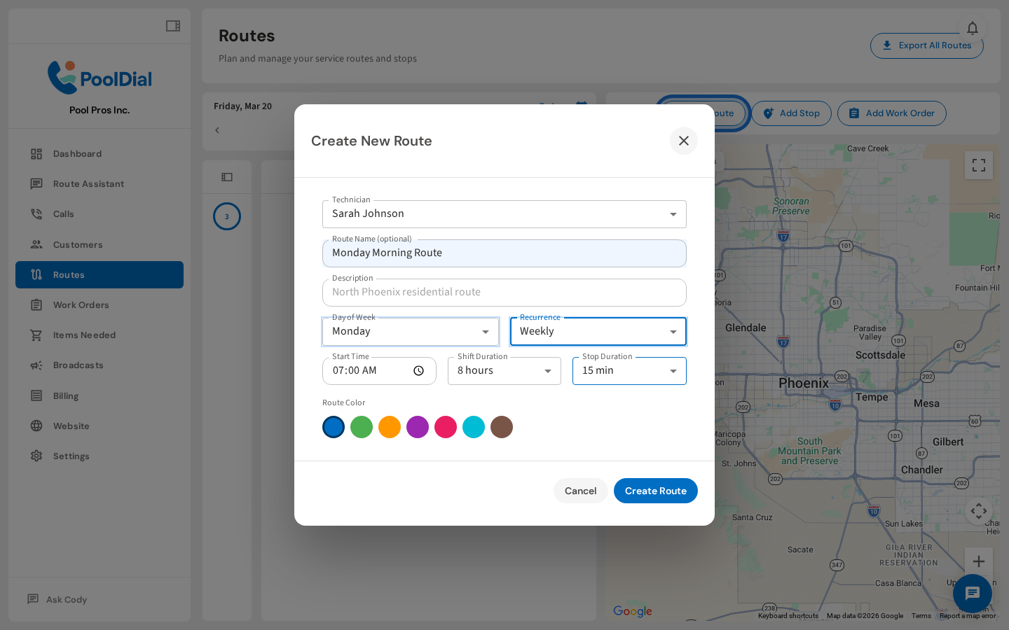 Set day of week and recurrence