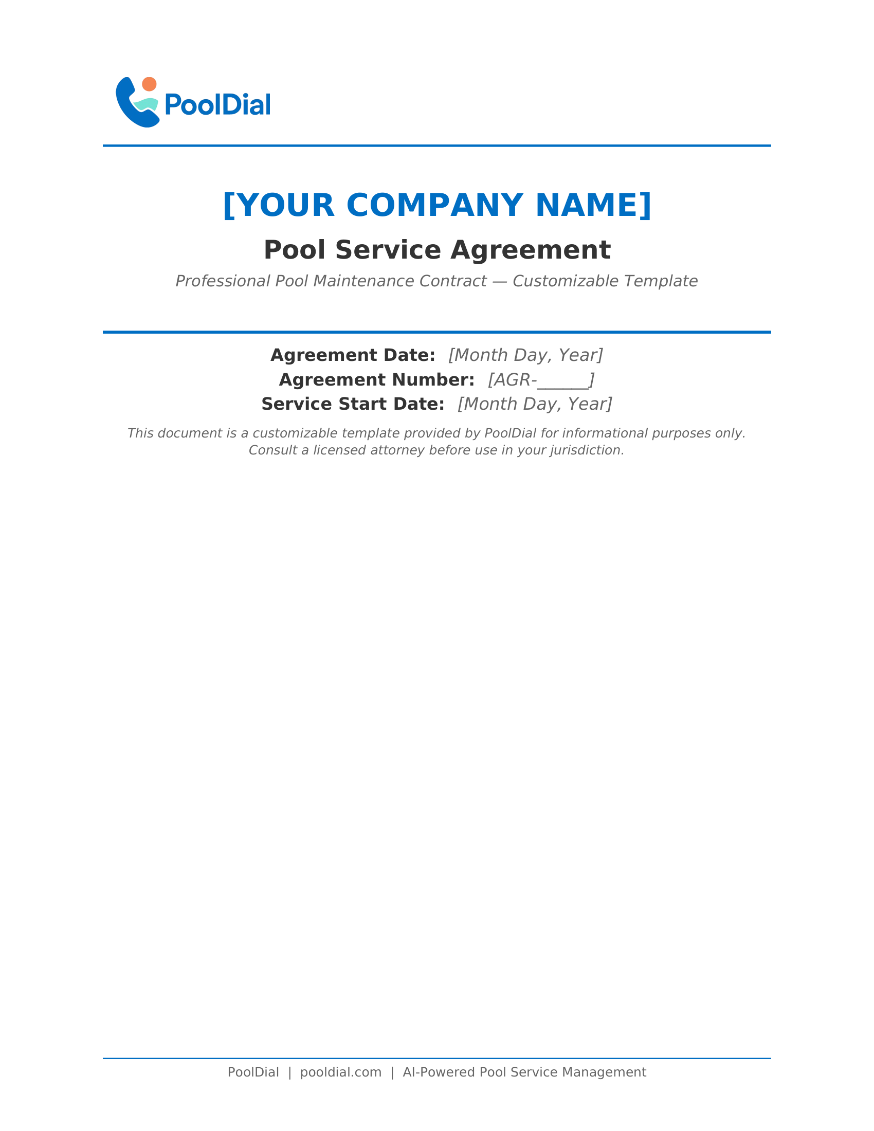 Pool Service Agreement Template preview